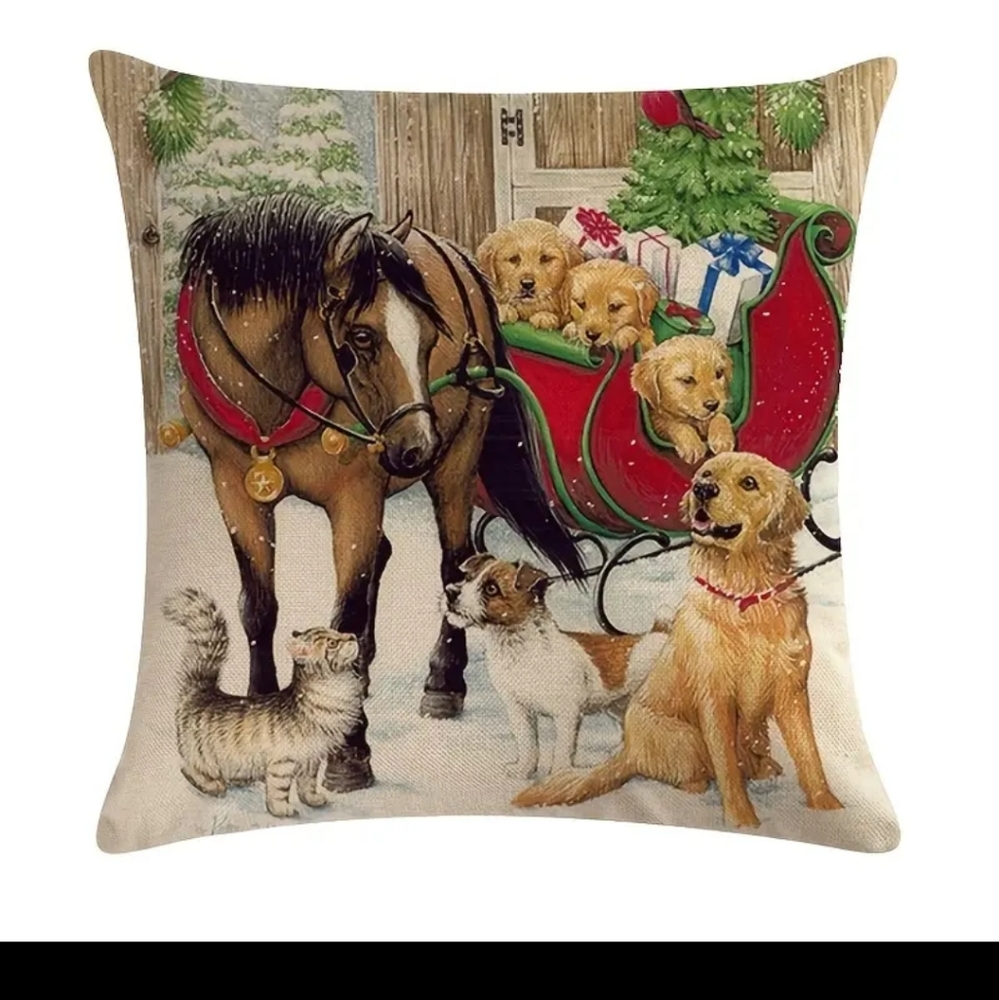 New Set of 4 Christmas labrador cat horse farmhouse barn 18x18 Pillow Covers